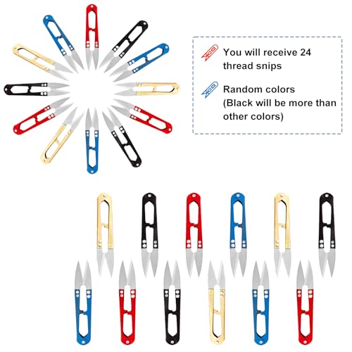 CUGBO 24Pcs Sewing Scissors for Fabric, Thread Yarn Embroidery Clippers Cutter, Small Snips Plant Trimming Nipper, Great for Stitch, Art Craft, Mini DIY Supplies,Garden Use - Image 3