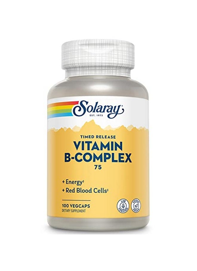 Solaray Vitamin B Complex 75Mg ; Timed Release For Extended Availability ; Healthy Energy  Red Blood Cells ; 100 Vegcaps  - Image 1