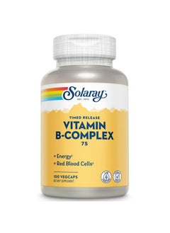 Solaray Vitamin B Complex 75Mg ; Timed Release For Extended Availability ; Healthy Energy  Red Blood Cells ; 100 Vegcaps  - Image 2