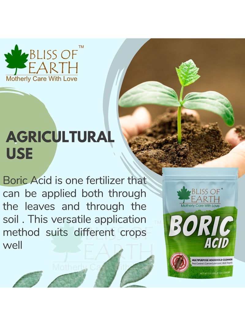 BLISS OF EARTH - Bliss of Earth 2x8 OZ Boric Acid Powder Multipurpose kill Cockroach & Ants, Rice Preservative, Carrom Powder 2x226GM - Image 1