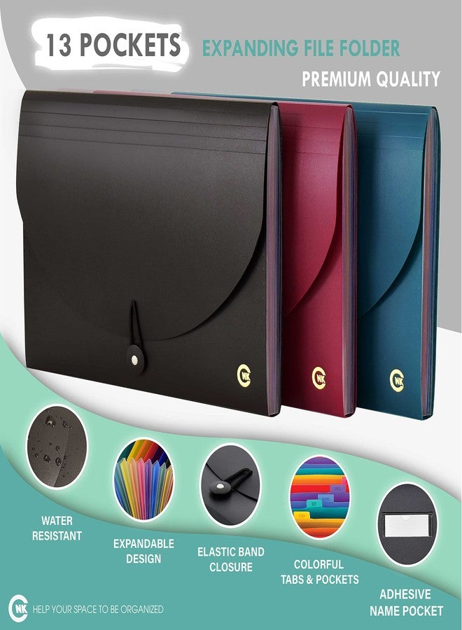 CNK File Folders Organizer with 13 Pockets Accordion Expanding Folder For Documents Receipt Document Paper Pocket Filing Products Accordian Important expandable holder files alphabetical Labels Letter - Image 2