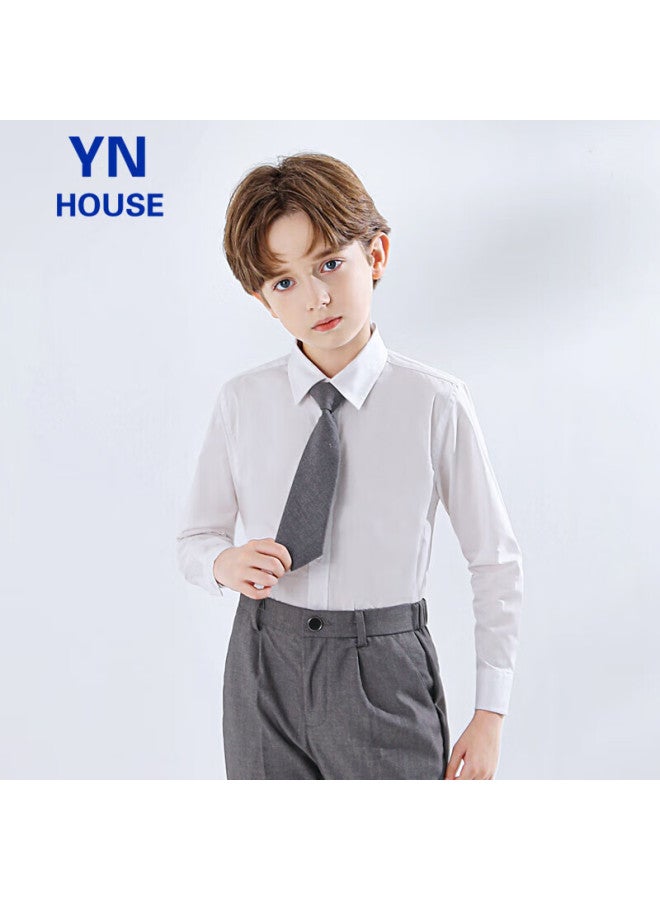 Yinuofang Children's White Long-sleeve Shirt, Performance Costume, Undershirt For Boys, Shirt： White Long Sleeve, 150cm - Image 3