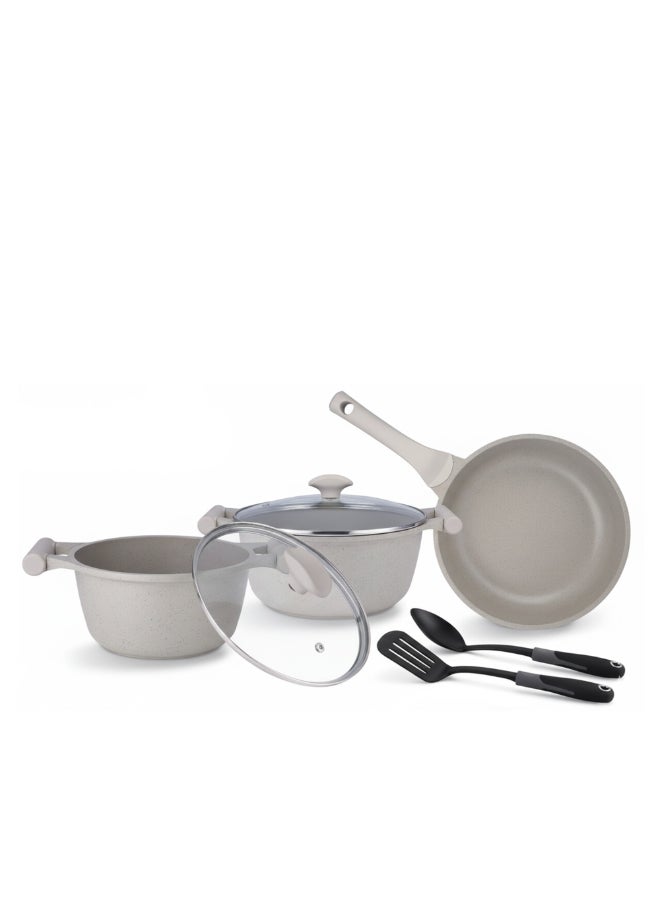 Prestige Essentials 7-Piece Granite Cookware Set | Non-Stick | Induction Compatible Cooking Set | PR80972 - Grey - Image 1