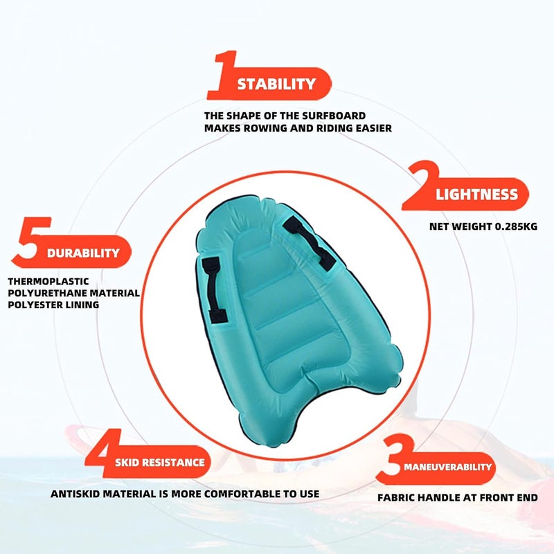 cheekyglo Beach Inflatable Surfboard for Kids - Lightweight Swimming Floating Surfboard Aid Mat Learn to Swim, Inflatable Surfboard Summer Water Fun Toy Beach Toys for Kids and Adults Inflatable Pool Toy - Image 5