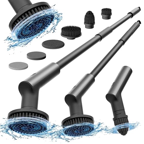 HOTO Cordless Electric Spin Scrubber IPX7 Full Body Waterproof Bathroom Cleaning Brush Max 22 inlb Shower Scrubber Brush with Long Handle 6 Brush Heads Power Scrubber for Bathroom Floor Tile - Image 1