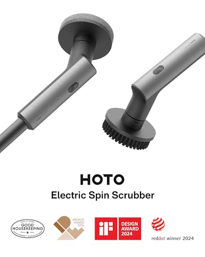 HOTO Cordless Electric Spin Scrubber IPX7 Full Body Waterproof Bathroom Cleaning Brush Max 22 inlb Shower Scrubber Brush with Long Handle 6 Brush Heads Power Scrubber for Bathroom Floor Tile - Image 3