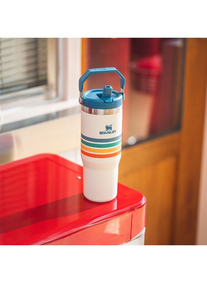 Stanley IceFlow 30oz Stainless Steel Tumbler – Reusable Vacuum Insulated Water Bottle with Built-In Straw and Leak-Resistant Flip Lid, Cream Stripe Travel Cup Keeps Drinks Cold for 12 Hours or Iced for 2 Days – Ideal for Travel, Office, Gym, and Outdoor Use - Image 4