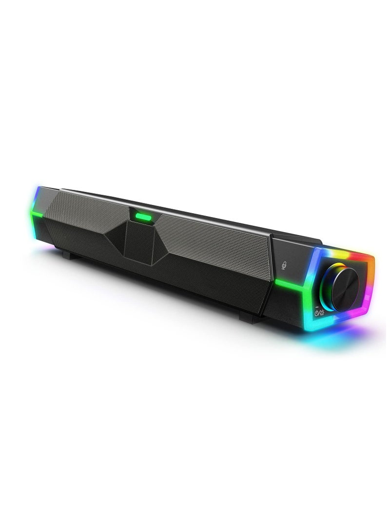 Excefore Computer Speakers for PC Desktop Monitor, Dynamic RGB Bluetooth Soundbar, Bluetooth & USB Powered PC Speakers with Microphone, HiFi Stereo Gaming Speakers for Desktop - Image 1