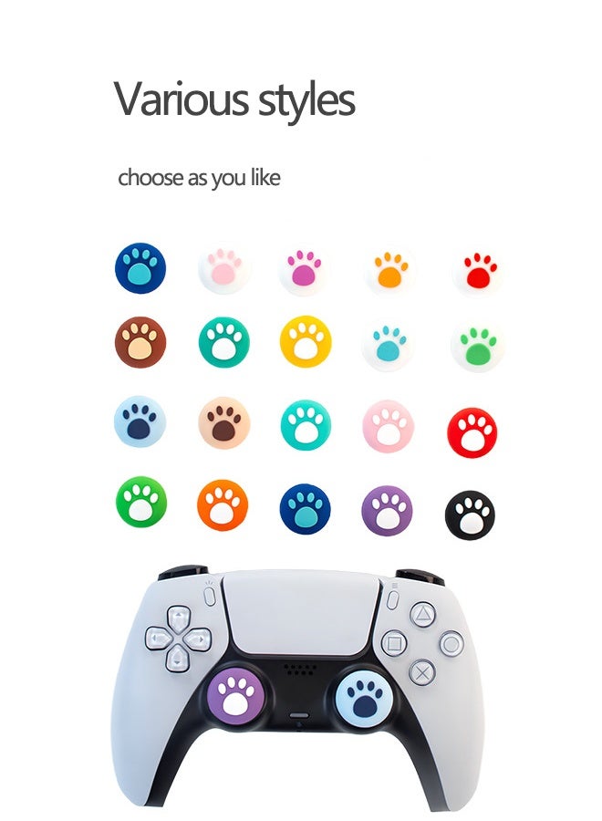 Gasin 4-Piece Thumb Stick,  Silicone grip caps for PS4/PS5 Controller, black paw pattern - Image 2