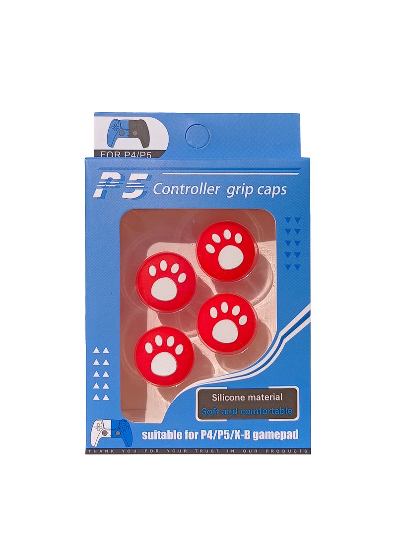 Gasin 4-Piece Thumb Stick,  Silicone grip caps for PS4/PS5 Controller, black paw pattern - Image 1
