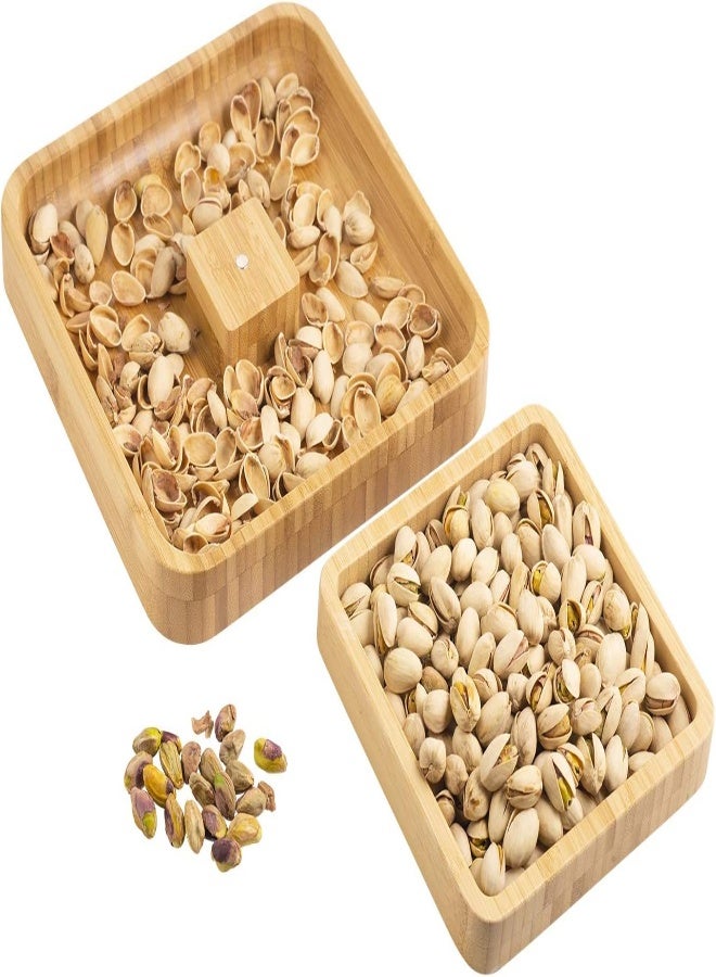 AKDC Gute Pistachio Snack Bowl, Double Dish Holder Bowl Pedestal And Sunflower Seed Nut Bowl With Shell Storage, Magnetic Holder To Hold Together, 9.45 X 9.45 X 2.76 Kitchen  - Image 3