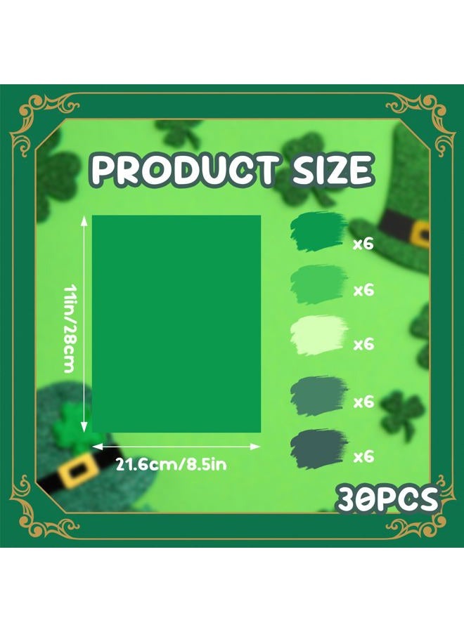 Bazyrock 30 Sheets Green Cardstock 8.5'' x 11'', 5 Colors Assorted Green Colored Card Stock Paper 65lb/180gsm Perfect for Festive Decor DIY Greeting Cards Arts and Crafts - Image 2