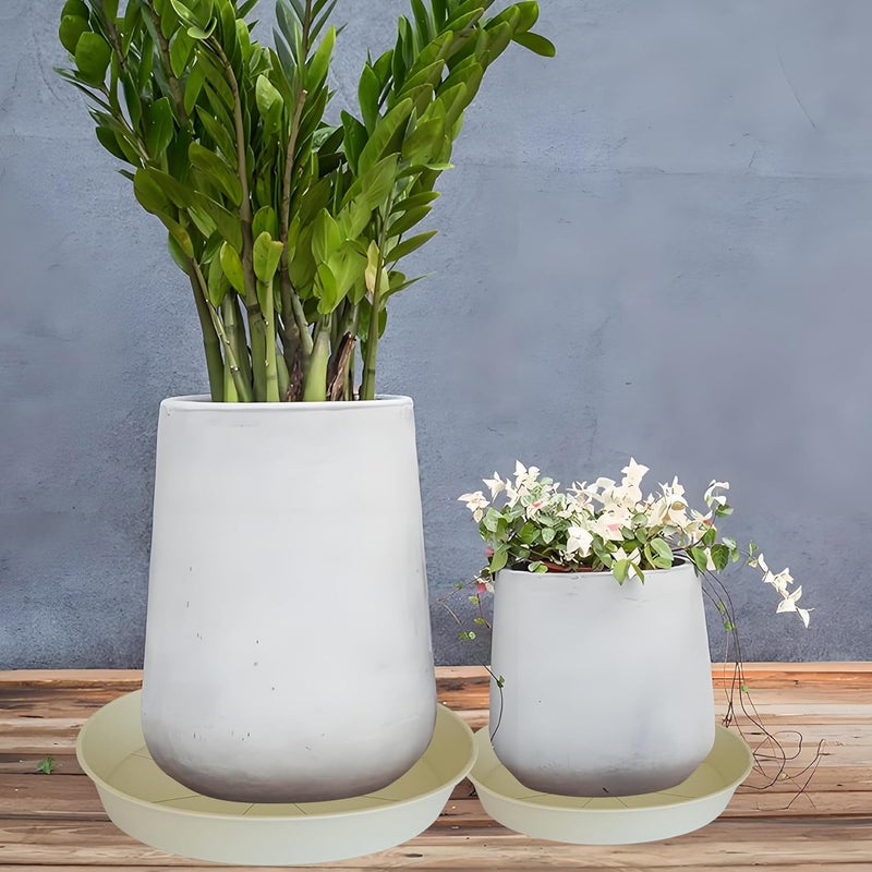 Bleuhome 2 Pack of 18 19 inch Plant Saucer Drip Tray (16.6 inch Base), Heavy Duty Deep Plant Saucers for Pots, Plastic Flower Planter Water Trays for Indoors Outdoor (19", Beige) - Image 5
