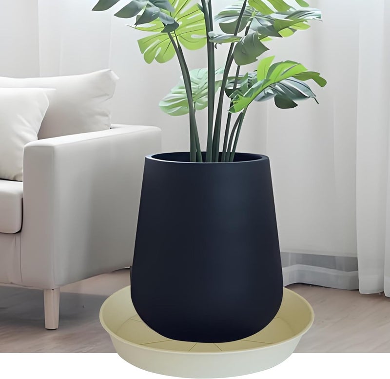 Bleuhome 2 Pack of 18 19 inch Plant Saucer Drip Tray (16.6 inch Base), Heavy Duty Deep Plant Saucers for Pots, Plastic Flower Planter Water Trays for Indoors Outdoor (19", Beige) - Image 3