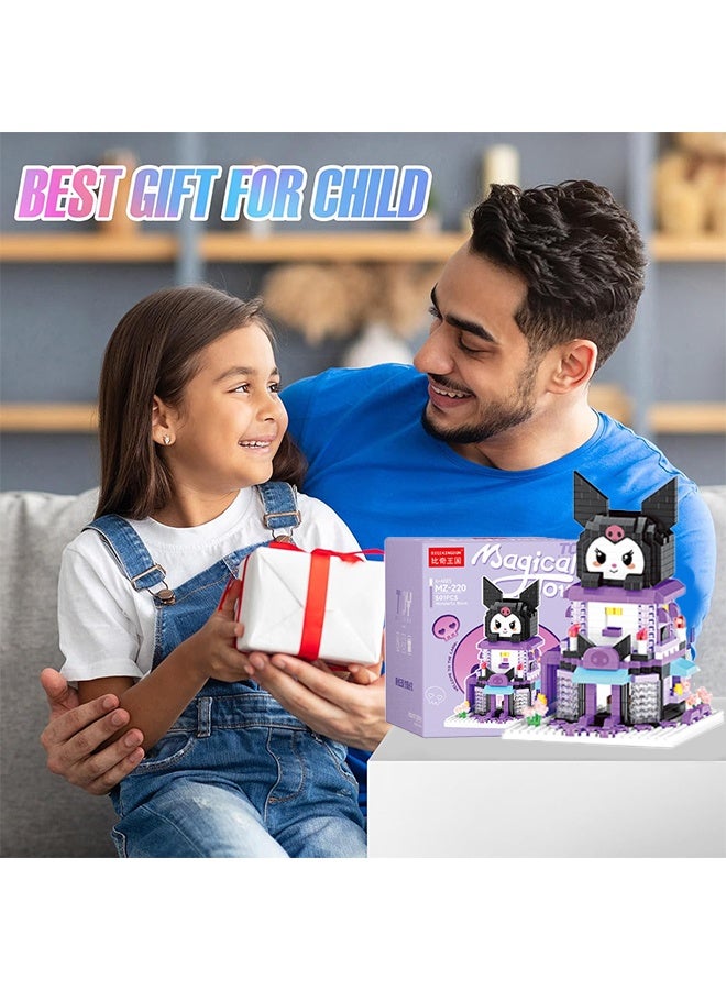 Sanrio Kuromi Magical Town Micro Building Blocks Set, 501PCS Cute Mini Bricks Kit, DIY 3D Puzzle Toy for Kids & Adults, Sanrio Themed Collectible Display Model - Image 3