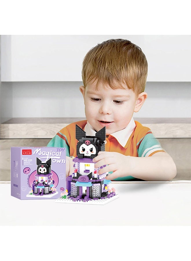 Sanrio Kuromi Magical Town Micro Building Blocks Set, 501PCS Cute Mini Bricks Kit, DIY 3D Puzzle Toy for Kids & Adults, Sanrio Themed Collectible Display Model - Image 4