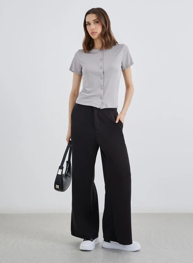 Take Two Take Two Solid Regular Fit Buttoned T-Shirt