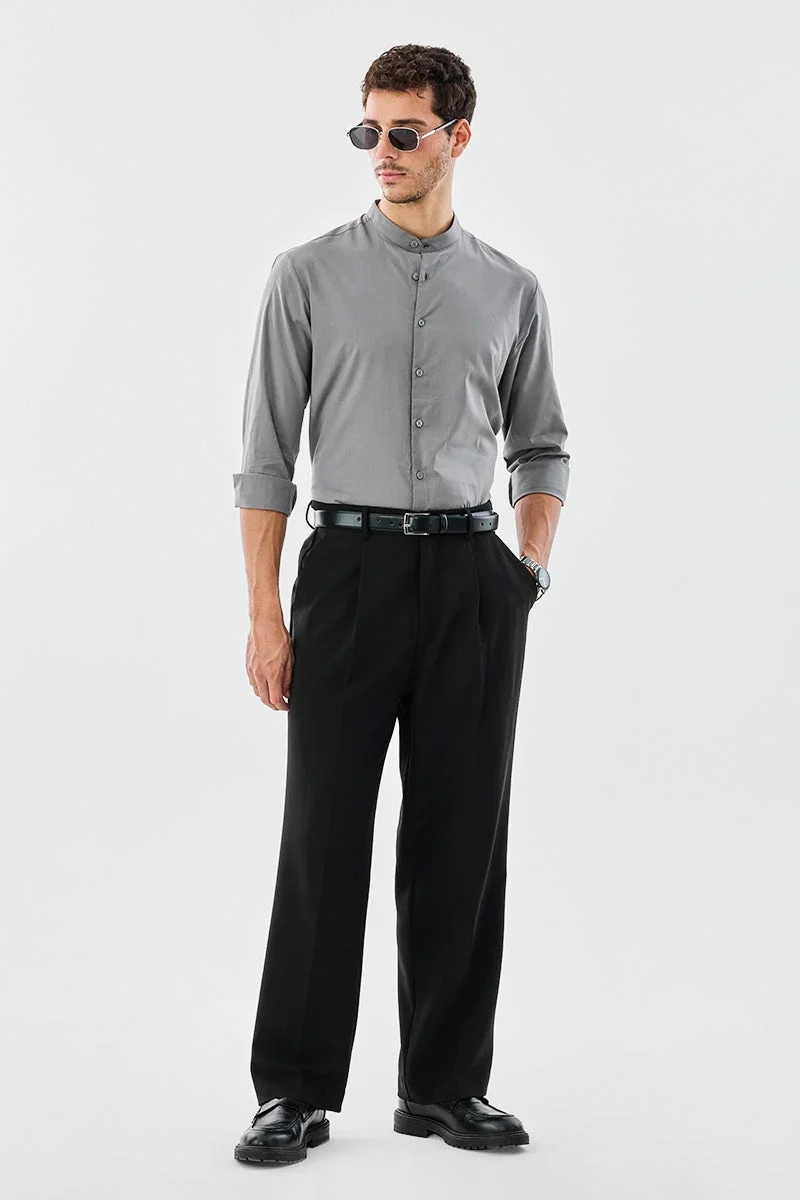 سنيتش قميص بياقة ماندرين بقصة عادية