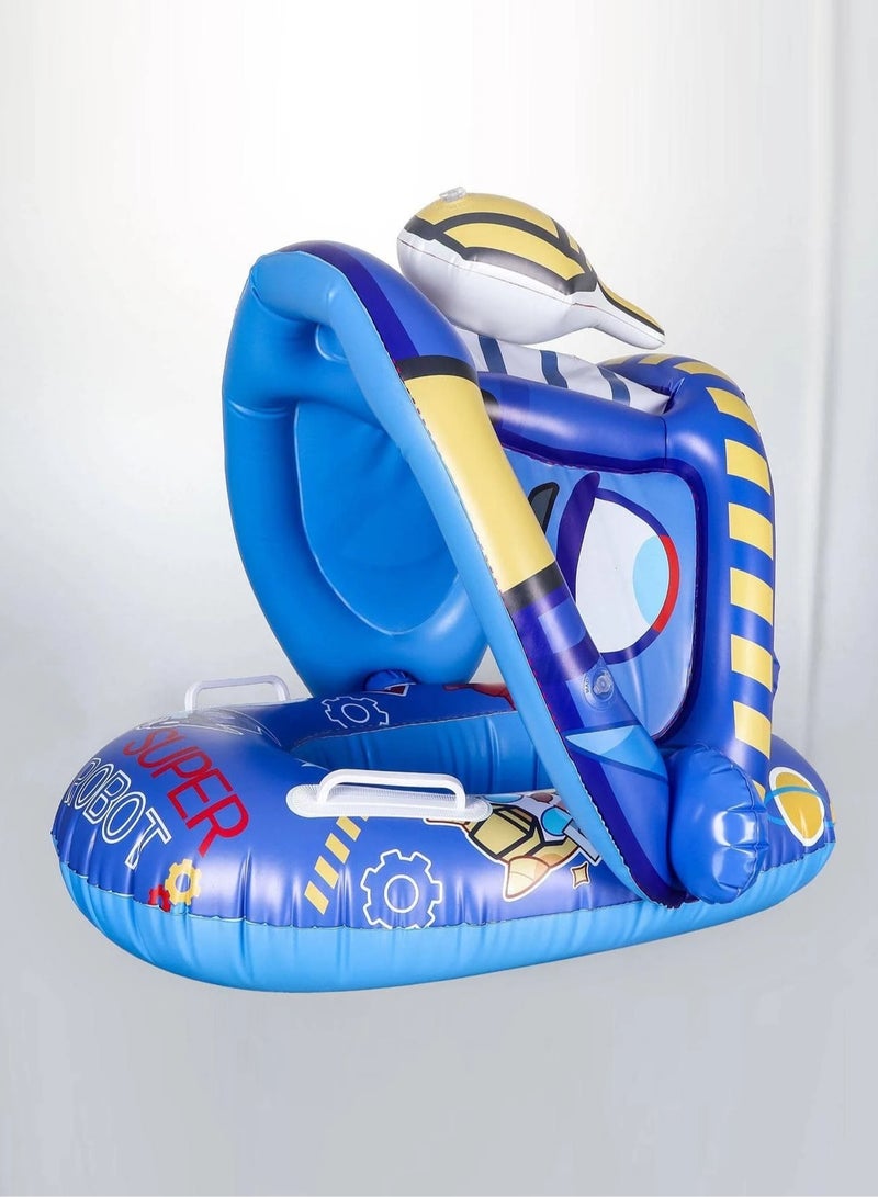 Cuken Baby Pool Float with Canopy Swimming Ring Inflatable for Kids, Inflatable Baby Float with Safety Seat and Handle Boat Sunshade for Toddler 1-4 Years Old - Image 2