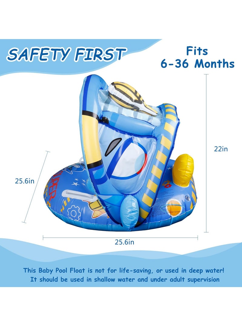 Cuken Baby Pool Float with Canopy Swimming Ring Inflatable for Kids, Inflatable Baby Float with Safety Seat and Handle Boat Sunshade for Toddler 1-4 Years Old - Image 3