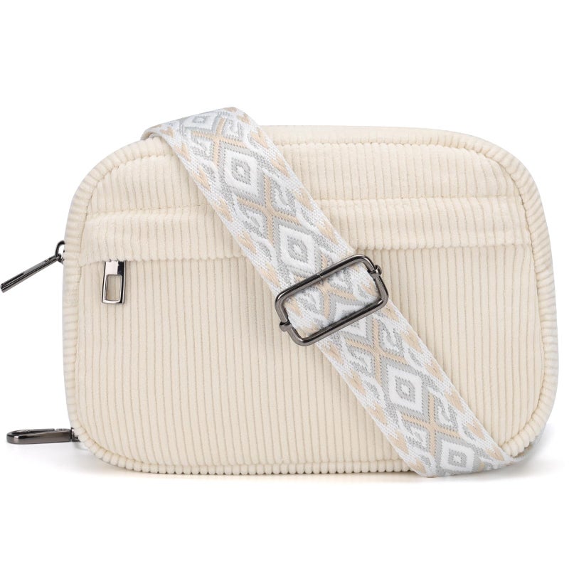 MAXTOP Small Crossbody Bags for Women with Detachable Strap Fanny Packs for Women Sling Corduroy Cross Body Purse for Travel Essentials Beige - Image 1