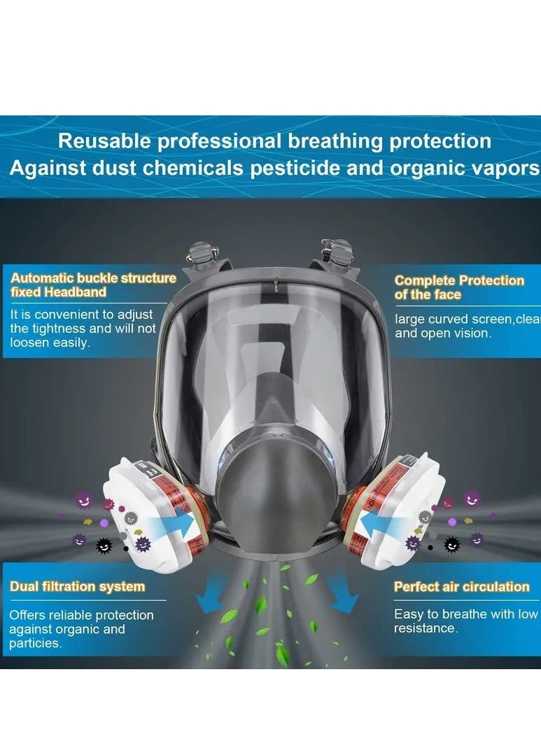 Reusable Full-Face Respirator Mask – With Replaceable Filters for Organic Vapor & Dust, GCC Certified for Paint Spray & Chemical Work - Image 3