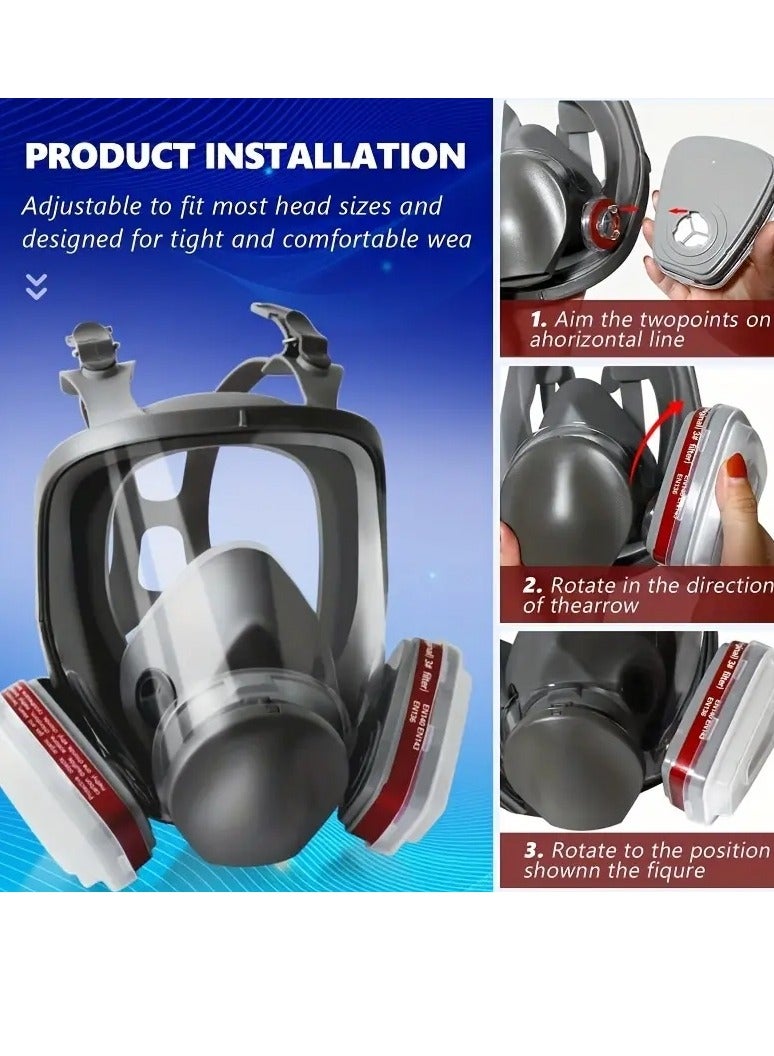 Reusable Full-Face Respirator Mask – With Replaceable Filters for Organic Vapor & Dust, GCC Certified for Paint Spray & Chemical Work - Image 2