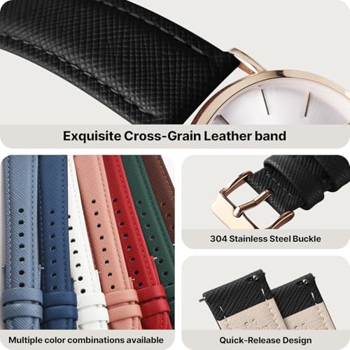Fullmosa Cross Leather Replacement Watch Strap 20mm Compatible for Samsung Galaxy Watch 5 40mm 44mm/Pro 45mm/Watch 4 40mm 44mm/Classic 46mm 42mm(2021) - Black - Image 4