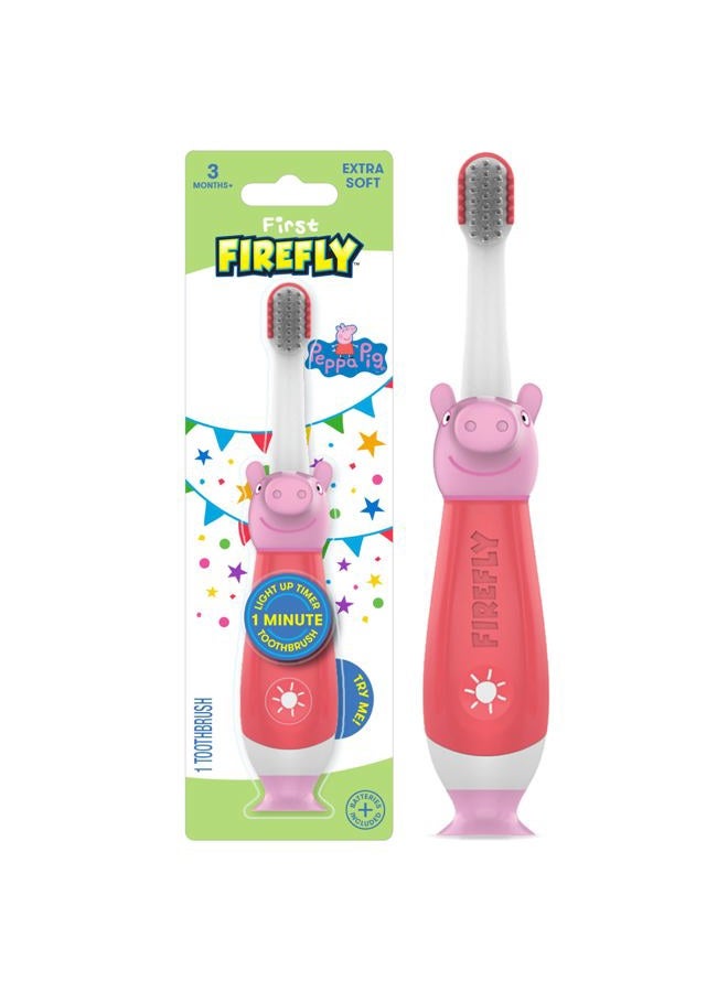 Firefly First Peppa Pig Light Up Timer Toothbrush with Extra Soft Bristles, 1 Count - Image 1