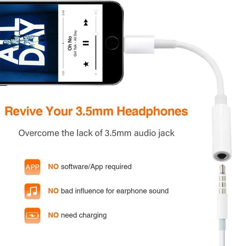 DesofIcon (Apple MFi Certified) Lightning to 3.5 mm Headphone Jack Adapter, 2 Pack Earphone Audio Jack Aux, iPhone Dongle Cable Compatible with iPhone 13/12/11 Pro/XR/XS Max/X/8/7 Support All iOS& Music Control - Image 4