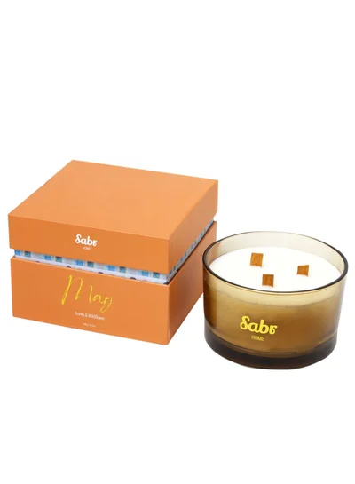 Sabr Marj Wood Wick Candle, Honey & Wildflower, 520g