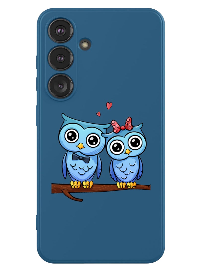 Theodor Protective Slim Fit Case Liquid Silicone Cover with Full Body Protection Anti-Scratch Shockproof Case For Samsung Galaxy S24 Plus (Blue) - love birds - Image 1