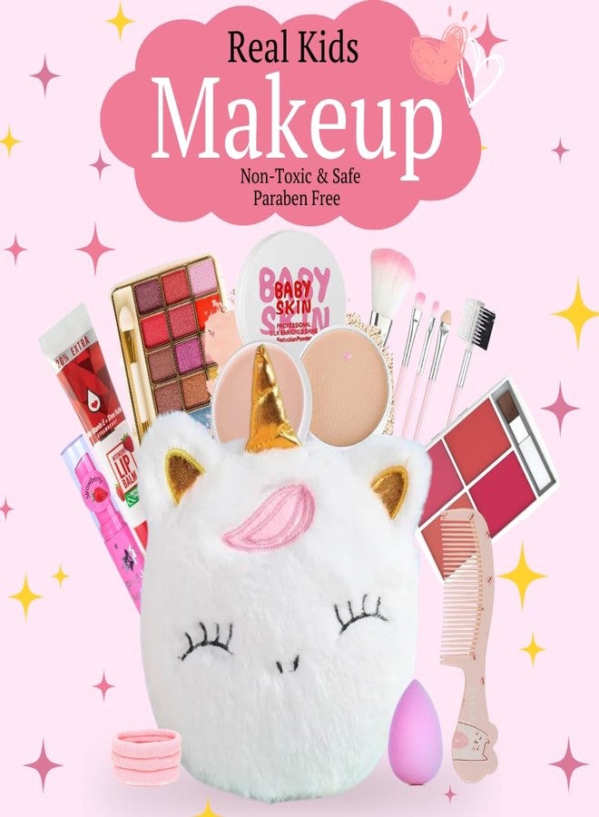 Linivya Kids Real Makeup Kit for Girls & Teens with Unicorn White Bag - Non-Toxic, Safe, Washable - Birthday Gift for 6 7 8 9 10 12 13 14 15 16 17 Years Old (Pack of 18) - Image 2