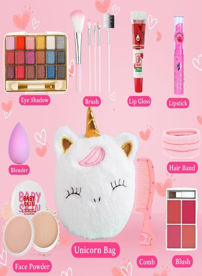 Linivya Kids Real Makeup Kit for Girls & Teens with Unicorn White Bag - Non-Toxic, Safe, Washable - Birthday Gift for 6 7 8 9 10 12 13 14 15 16 17 Years Old (Pack of 18) - Image 3