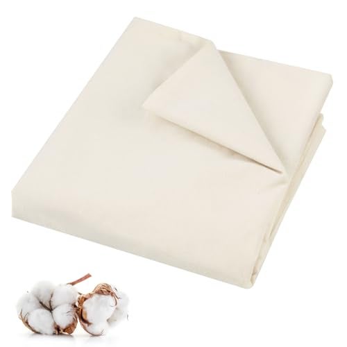 PEASUG 100% Cotton Muslin Fabric, 63 Inch X 2 Yards Unbleached Muslin Linen Fabric by The Yard, Medium Weight Draping Fabrics Suitable for Sewing Embroidery, Garments, Crafts Material-Natural - Image 1