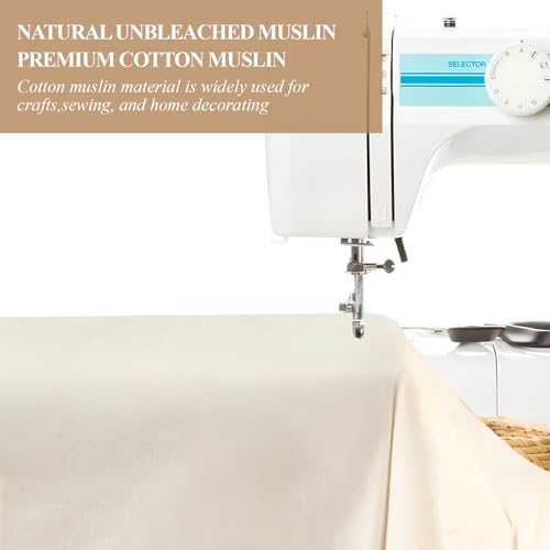 PEASUG 100% Cotton Muslin Fabric, 63 Inch X 2 Yards Unbleached Muslin Linen Fabric by The Yard, Medium Weight Draping Fabrics Suitable for Sewing Embroidery, Garments, Crafts Material-Natural - Image 5