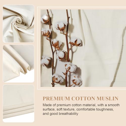 PEASUG 100% Cotton Muslin Fabric, 63 Inch X 2 Yards Unbleached Muslin Linen Fabric by The Yard, Medium Weight Draping Fabrics Suitable for Sewing Embroidery, Garments, Crafts Material-Natural - Image 3