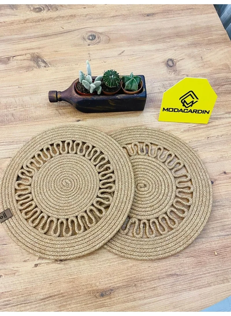 BDZ Deri BDZ Leather Jute Wicker American Service Plate 2 Pieces