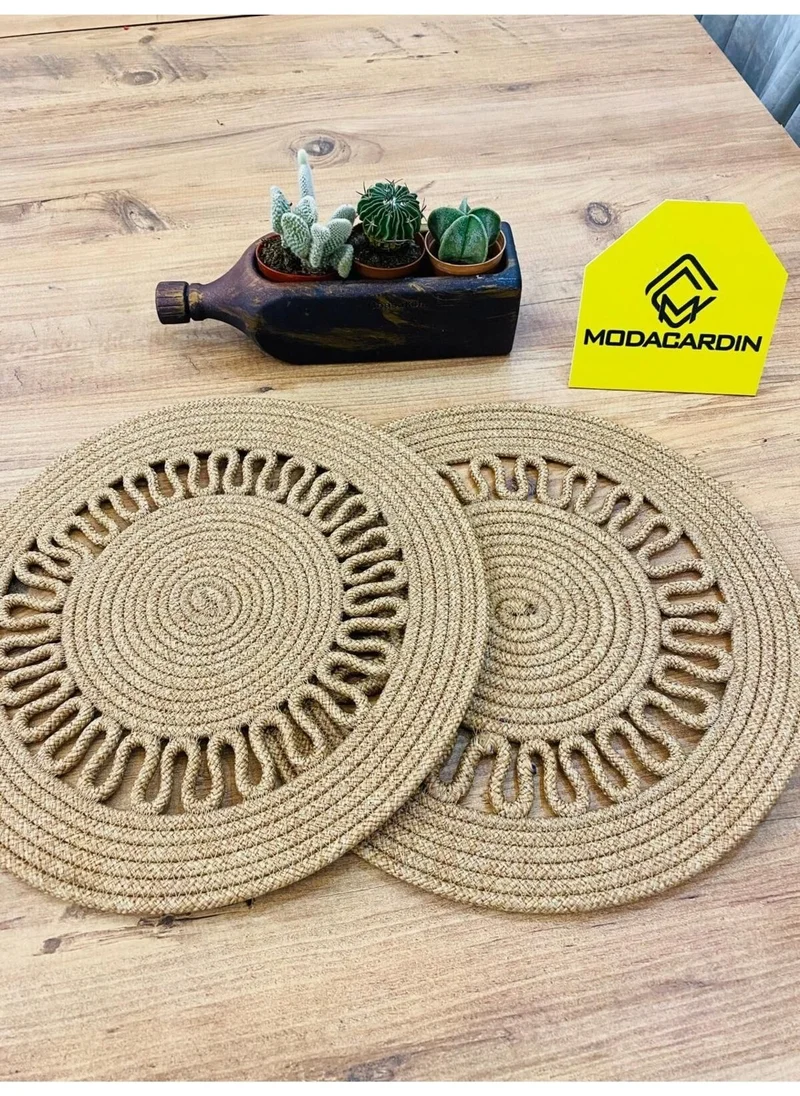 BDZ Deri BDZ Leather Jute Wicker American Service Plate 2 Pieces