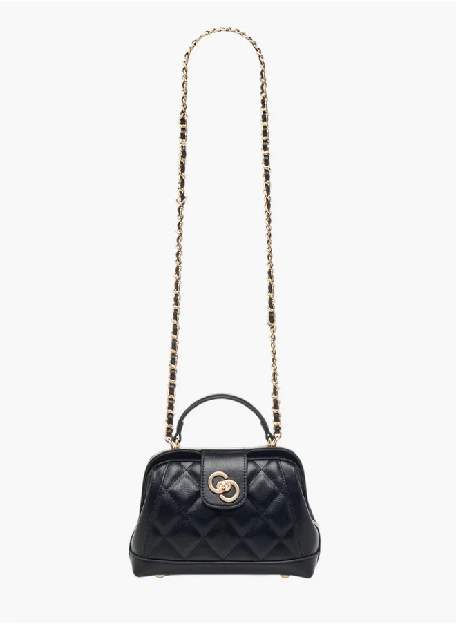 Celeste Women's Quilted Crossbody Bag with Flap Closure and Chain Strap
