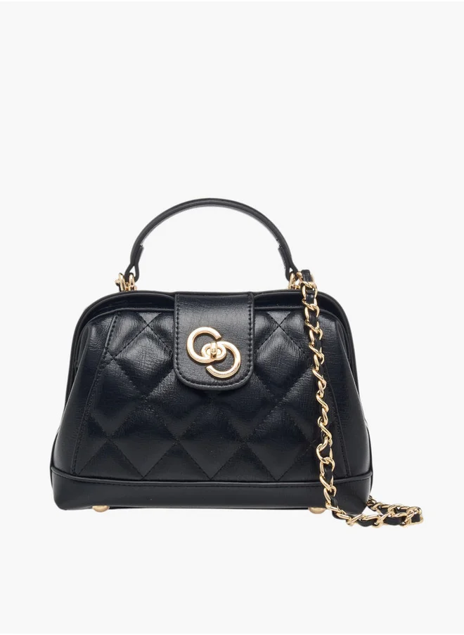 Celeste Women's Quilted Crossbody Bag with Flap Closure and Chain Strap