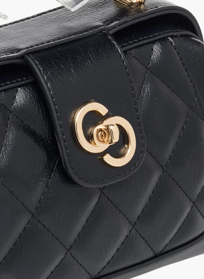 Celeste Women's Quilted Crossbody Bag with Flap Closure and Chain Strap