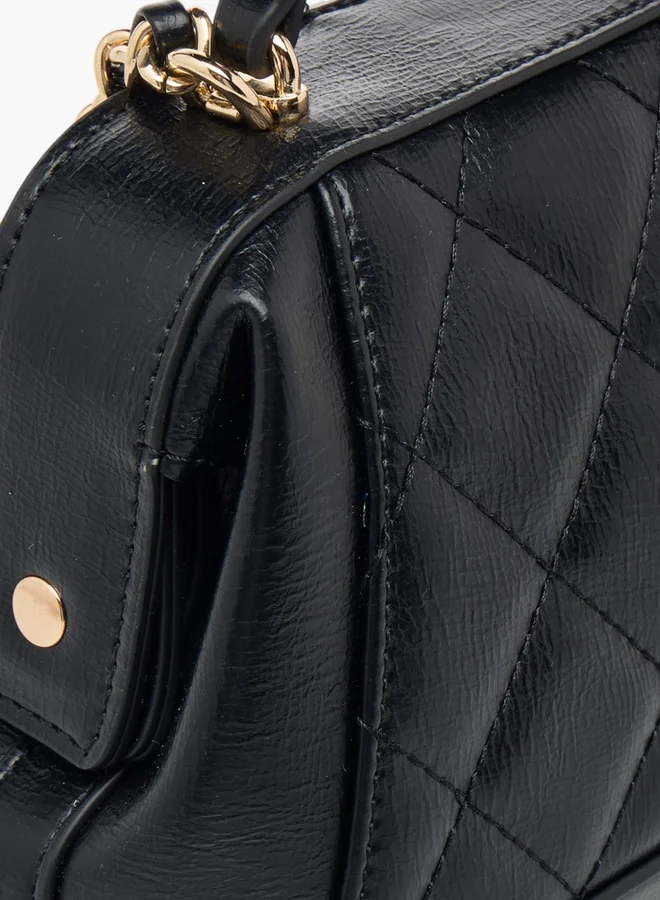 Celeste Women's Quilted Crossbody Bag with Flap Closure and Chain Strap