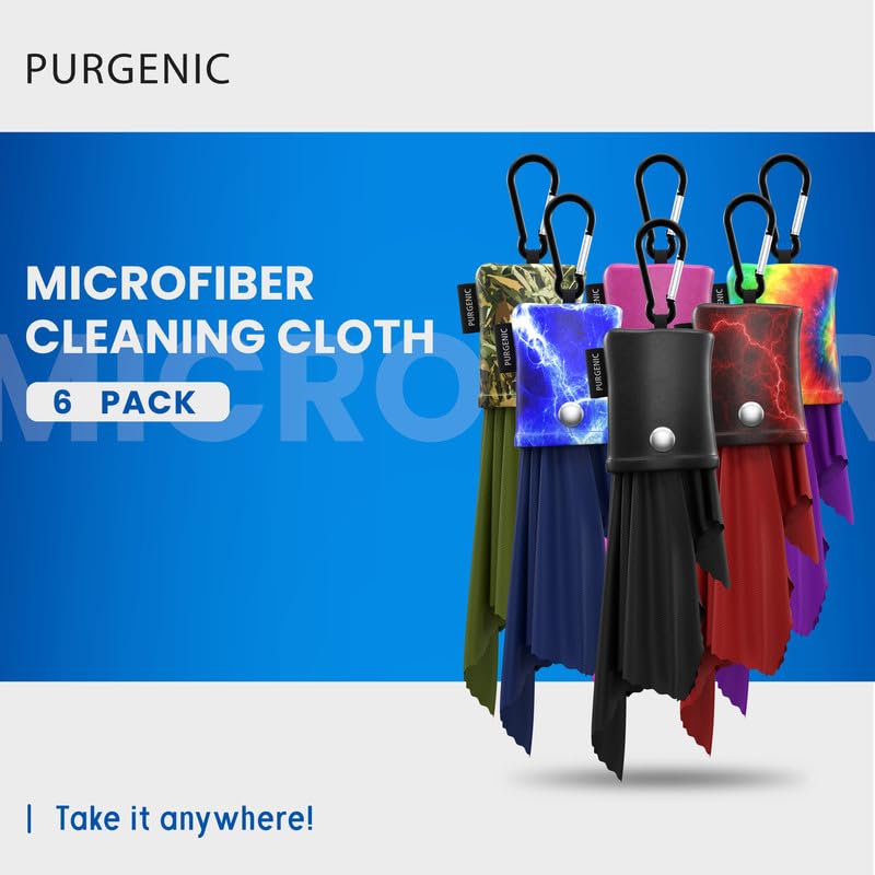 Purgenic Microfiber Cloth & Glasses Wipes (6 Pack) Lens & Glasses Cleaning Cloth - Eyeglass Cleaner - Camera Lenses & Gadget Delicate Screens - All Six - Image 2