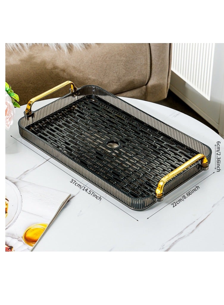 OASIS-TH 1 Pack Tea Tray Rectangular Double Layer Drainage Rack Tea Serving Tray for Parties Coffee Table Kitchen  - Image 1