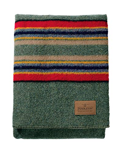 Pendleton Yakima Camp Blanket Twin 66" x 84" - Wool Cotton, Large, Dry Clean, Soft and Durable Throw for Home, Travel, RV, Picnic - Green Heather - Image 3