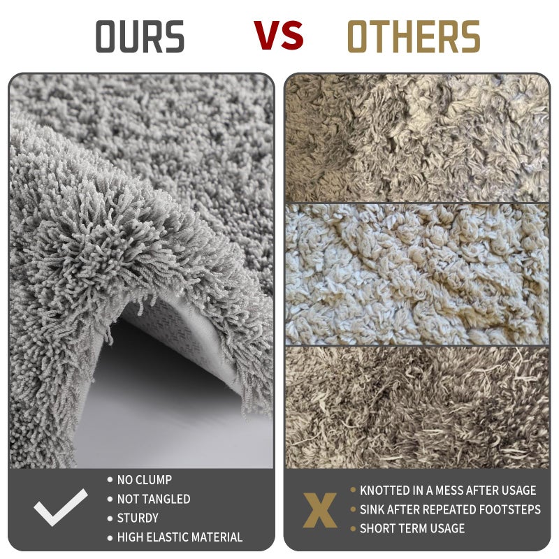 Yimobra Luxury Fluffy Bathroom Rugs  Super Elastic Soft Thick Plush Bath Mat  Non-Slip Water Absorbent  Easier to Dry  Sturdy Shaggy Microfiber Carpet for Bathtub and Shower  32""x 20""  Pure Grey - Image 3
