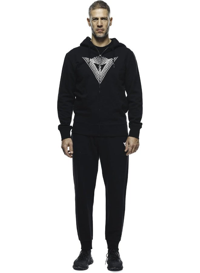 Dainese Dainese - Hoodie Logo, Men'S Casual Sweatshirt, Front Zip, Hooded Sweatshirt, 100% Cotton, Black/White, S - Image 3
