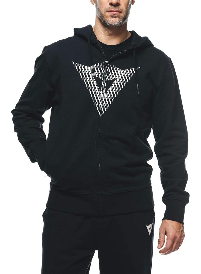 Dainese Dainese - Hoodie Logo, Men'S Casual Sweatshirt, Front Zip, Hooded Sweatshirt, 100% Cotton, Black/White, S - Image 5