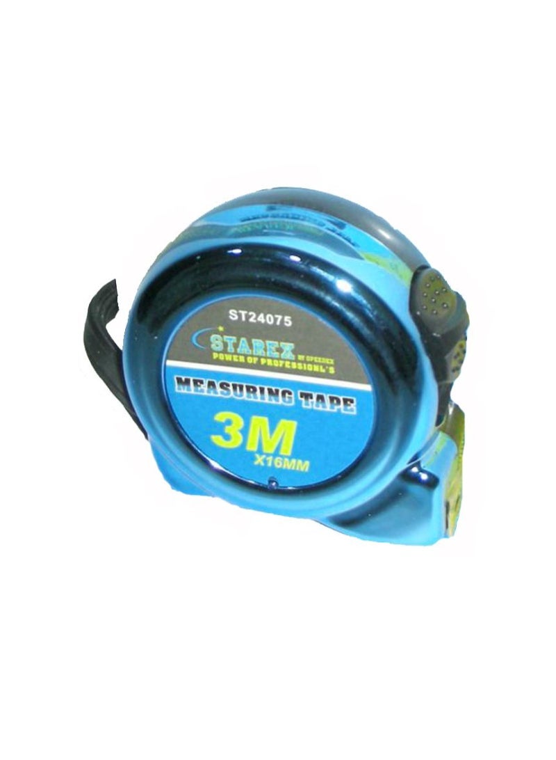 Starex Measuring Tape 3mx16mm Blue Oxide/Grey Inch/Cms Yellow Blade